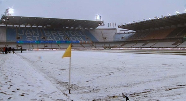 Club Brugge wedstrijd afgelast wegens sneeuw