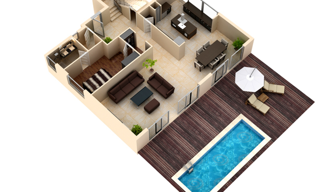 Marbella direct aan het strand: moderne nieuwe villa van plan te koop of kavel te koop 5