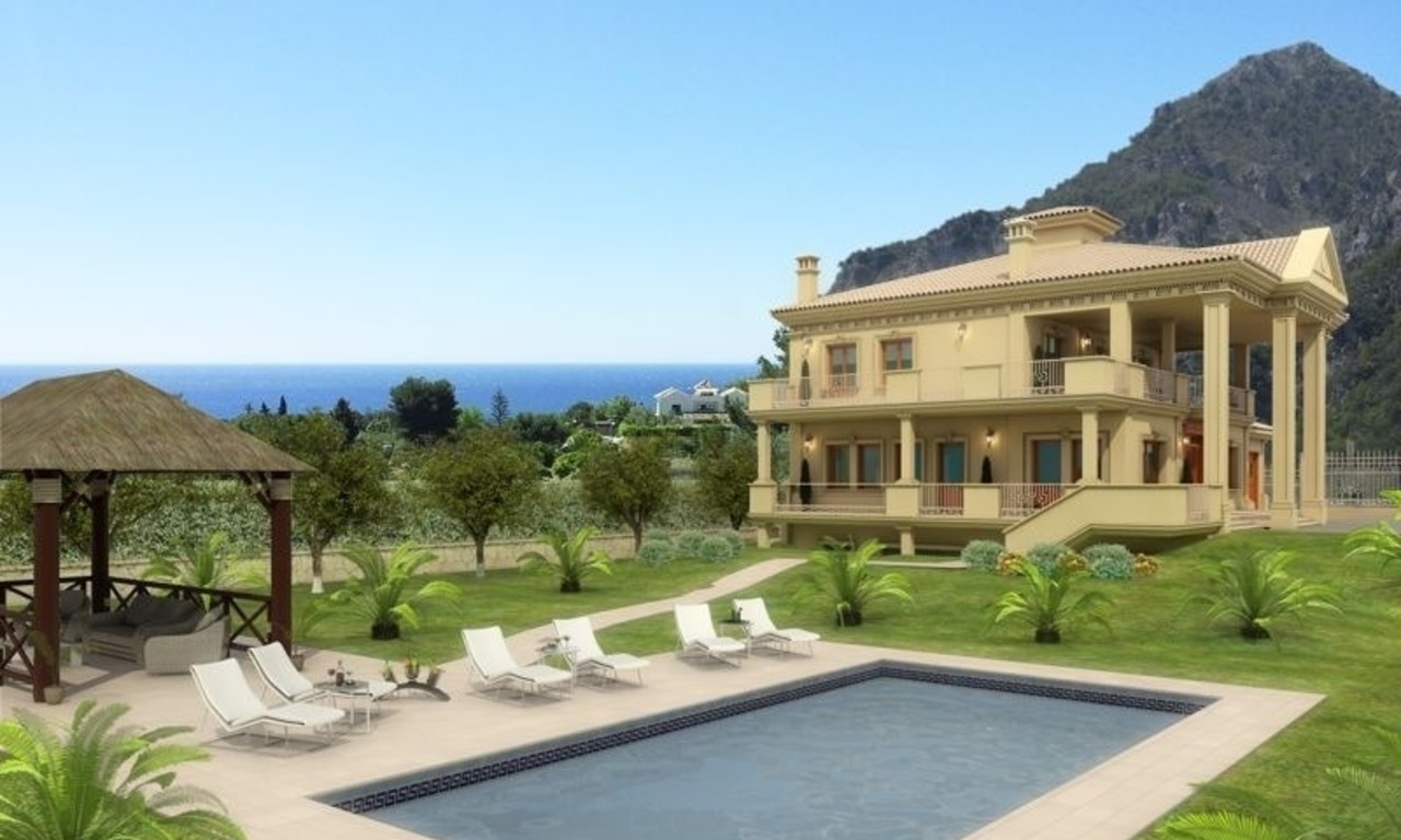 Exclusieve nieuwe villa te koop in klassieke stijl op de Golden Mile in Marbella 1