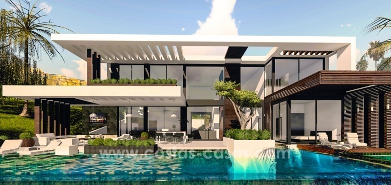 Nieuwe moderne design villa´s te koop met golf- en zeezicht in Marbella – Benahavis