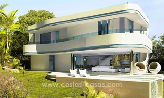 Nieuwe, ‘ontwerp-je-eigen’ eigentijdse luxe villa´s te koop in een innovatief project, binnen een golf gebied met zicht op zee en golf, Estepona - Marbella 3623 