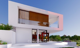 Vrijstaande moderne nieuwbouw villa te koop, tweedelijn golf met onbelemmerd golf- en zeezicht, Estepona 4701 