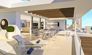 Modern-eigentijdse luxe appartementen met adembenemende zeezichten te koop, op korte rijafstand van het centrum van Marbella. Instapklaar. Laatste 3 penthouses. 4956 