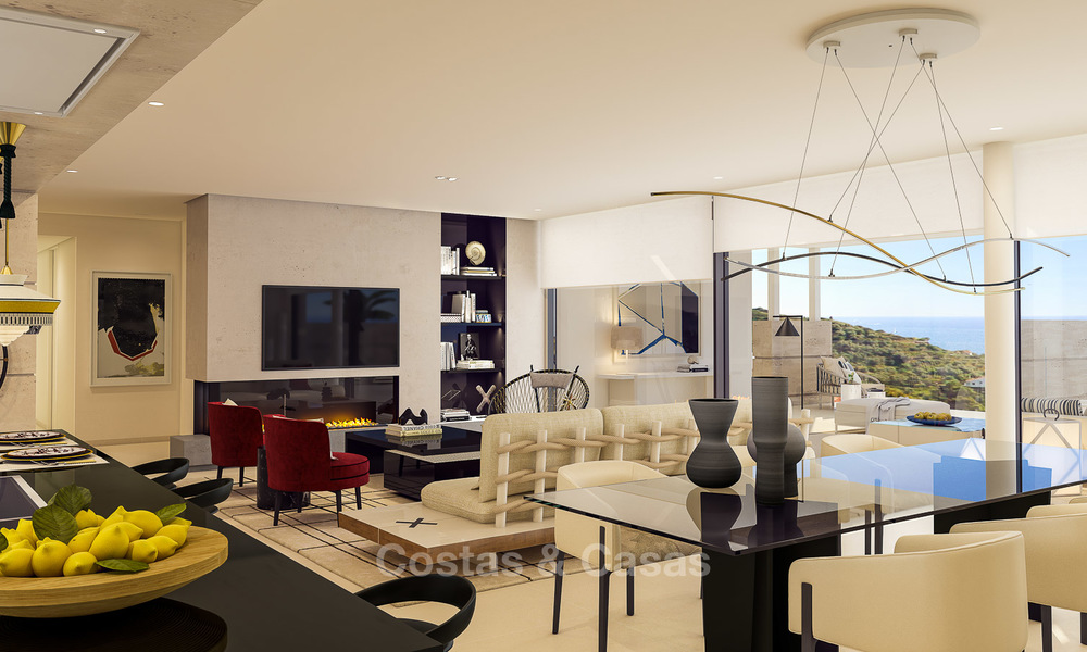 Modern-eigentijdse luxe appartementen met adembenemende zeezichten te koop, op korte rijafstand van het centrum van Marbella. 4958