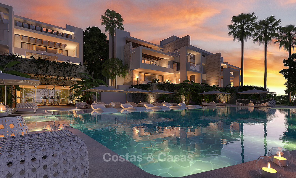 Modern-eigentijdse luxe appartementen met adembenemende zeezichten te koop, op korte rijafstand van het centrum van Marbella. 4966