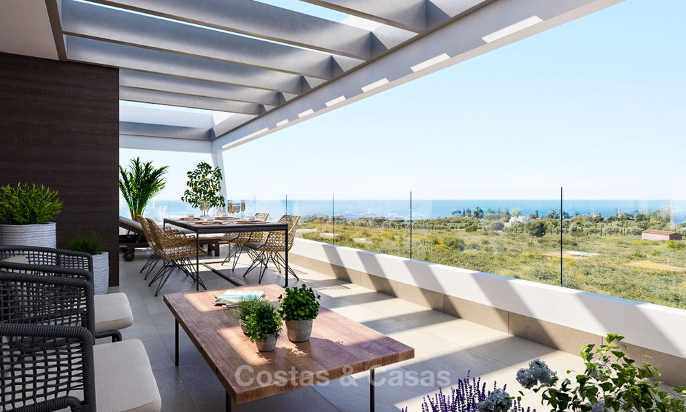 Nieuwe moderne luxe appartementen met zeezicht te koop, Marbella. Op loopafstand van golf en strand. 5111