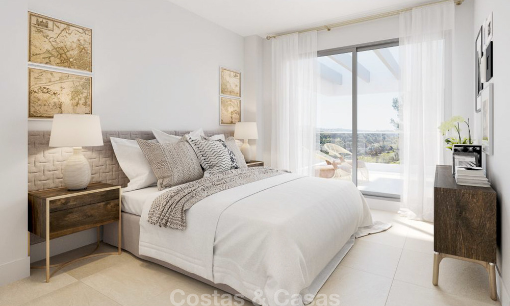 Nieuwe moderne luxe appartementen met zeezicht te koop, Marbella. Op loopafstand van golf en strand. 5116