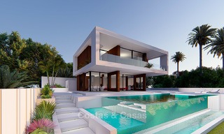 Nieuwe, moderne luxe villa te koop, uitzicht op zee en golf, Estepona. 5611 