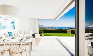 Nieuwe, avant-garde golf appartementen en schakelvilla’s te koop, adembenemend uitzicht op zee, Casares, Costa del Sol 6103 