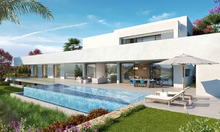 Ruime en moderne nieuwe luxe villa's te koop, in een prestigieus golfresort en met panoramisch uitzicht op zee, Benahavis - Marbella 5908 