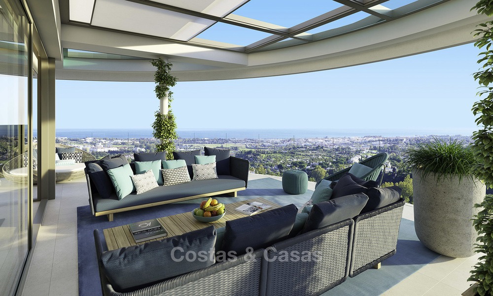 Nieuwe eigentijdse luxe appartementen te koop, met een uitzonderlijk uitzicht op zee, golf en bergen, Benahavis - Marbella. Laatste units. 11918