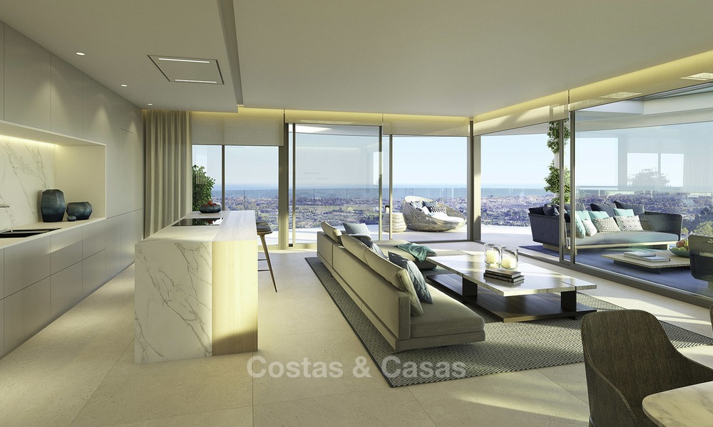 Nieuwe eigentijdse luxe appartementen te koop, met een uitzonderlijk uitzicht op zee, golf en bergen, Benahavis - Marbella. Laatste units. 11920