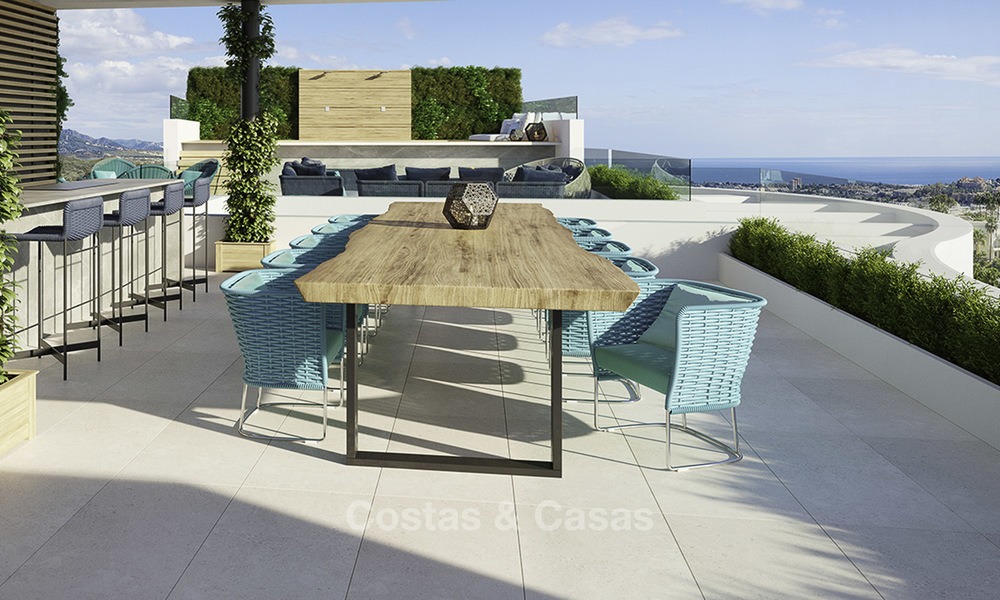 Nieuwe eigentijdse luxe appartementen te koop, met een uitzonderlijk uitzicht op zee, golf en bergen, Benahavis - Marbella. Laatste units. 11921