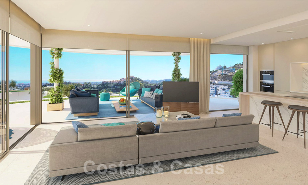 Nieuwe eigentijdse luxe appartementen te koop, met een uitzonderlijk uitzicht op zee, golf en bergen, Benahavis - Marbella. Laatste units. 31071