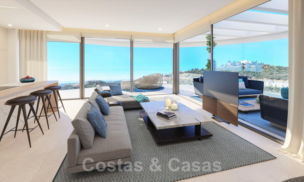 Nieuwe eigentijdse luxe appartementen te koop, met een uitzonderlijk uitzicht op zee, golf en bergen, Benahavis - Marbella. Laatste units. 31074