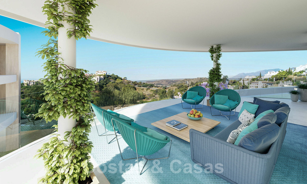 Nieuwe eigentijdse luxe appartementen te koop, met een uitzonderlijk uitzicht op zee, golf en bergen, Benahavis - Marbella. Laatste units. 31088
