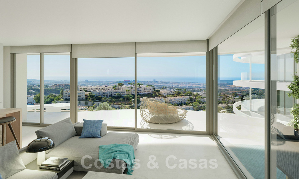 Nieuwe eigentijdse luxe appartementen te koop, met een uitzonderlijk uitzicht op zee, golf en bergen, Benahavis - Marbella. Laatste units. 31089