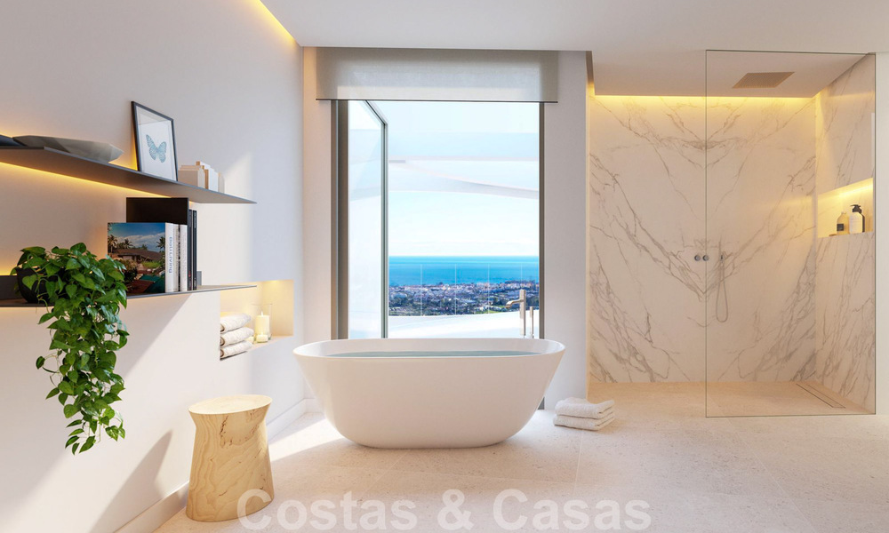 Nieuwe eigentijdse luxe appartementen te koop, met een uitzonderlijk uitzicht op zee, golf en bergen, Benahavis - Marbella. Laatste units. 31090