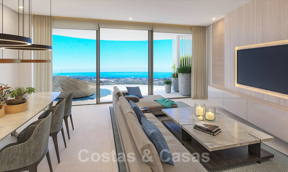 Nieuwe eigentijdse luxe appartementen te koop, met een uitzonderlijk uitzicht op zee, golf en bergen, Benahavis - Marbella. Laatste units. 37283