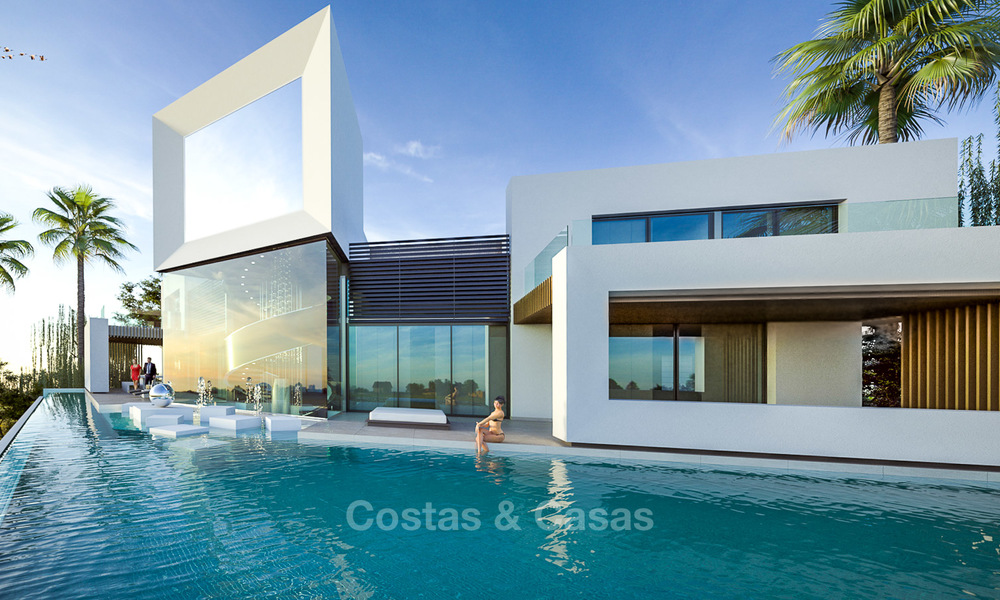 Indrukwekkende minimalistische nieuwbouw villa met panoramisch zeezicht te koop, Marbella 7442
