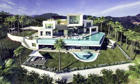 Indrukwekkende minimalistische nieuwbouw villa met panoramisch zeezicht te koop, Marbella 19343