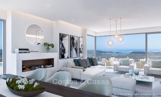 Nieuwe moderne frontline golf appartementen met uitzicht op zee te koop in een luxe resort in Mijas, Costa del Sol. Instapklaar! Laatste penthouses! 7785 
