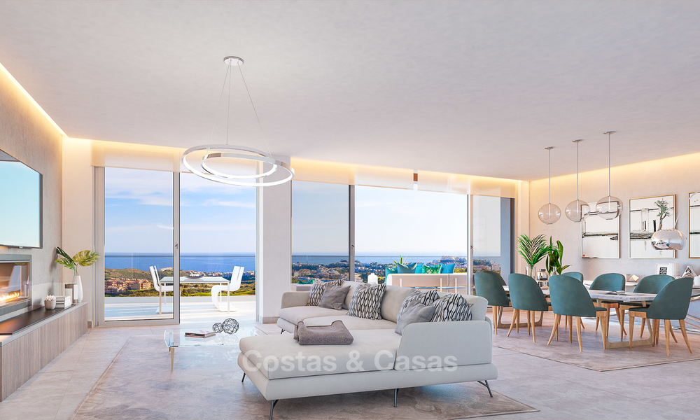 Nieuwe moderne frontline golf appartementen met uitzicht op zee te koop in een luxe resort in Mijas, Costa del Sol. Instapklaar! Laatste penthouses! 8956