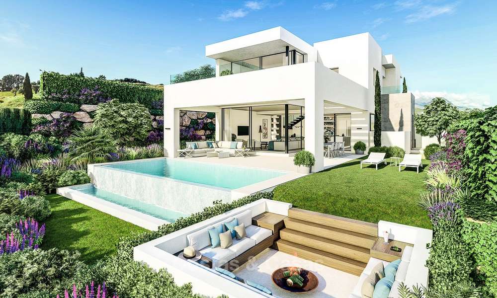 Luxueuze en moderne eerstelijn golf villa's met panoramisch uitzicht op zee en bergen te koop, Estepona 7927