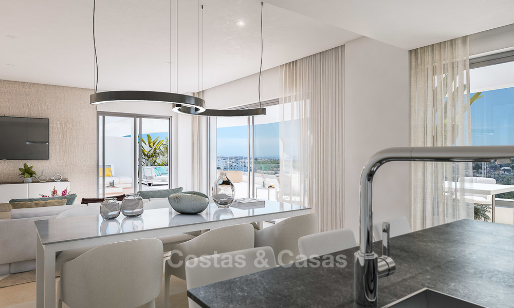 Gloednieuwe moderne appartementen te koop, met zeezicht, naast een topklasse 18-holes golfbaan, Estepona 8059