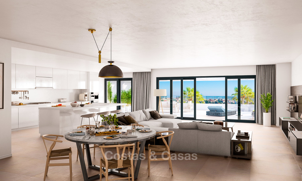 Gloednieuwe moderne luxe appartementen met zeezicht te koop, Estepona stad. Instapklaar. 9197