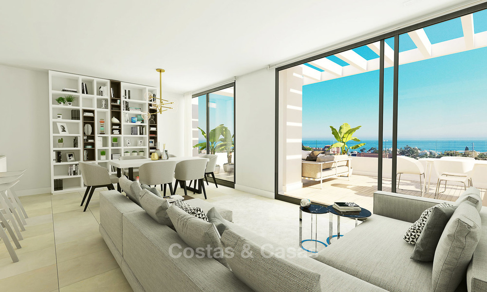 Stijlvolle nieuwe eigentijdse appartementen met zeezicht te koop, op loopafstand van het strand, Estepona, Costa del Sol 9457