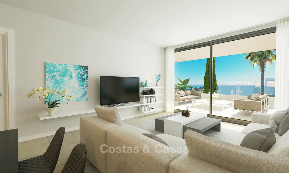 Stijlvolle nieuwe eigentijdse appartementen met zeezicht te koop, op loopafstand van het strand, Estepona, Costa del Sol 9456