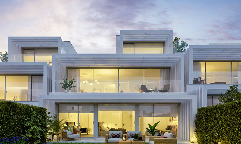 Nieuwe, moderne half vrijstaande villa's met prachtig zeezicht te koop, eerste lijn golf, Sotogrande, Costa del Sol 9949