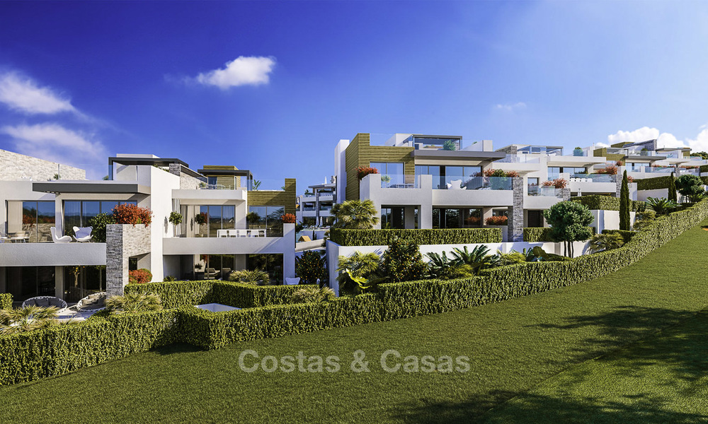 Gloednieuwe moderne luxe appartementen met prachtig zeezicht koop, eerstelijns golf positie, Marbella. Opgeleverd. 11611
