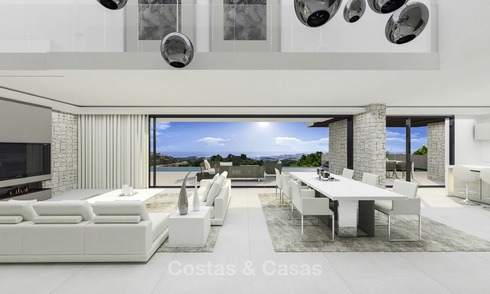 Oogstrelende hedendaagse moderne luxe villa met panoramisch zeezicht te koop, Mijas, Costa del Sol 12391