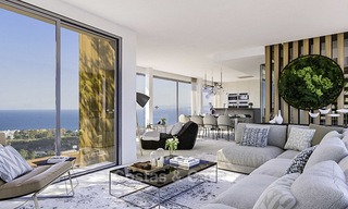Nieuwe, moderne halfvrijstaande luxewoningen met prachtig zeezicht te koop in de Golfvallei, Benahavis, Marbella 12970 