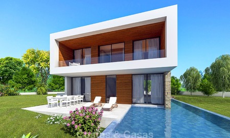 Nieuwe milieuvriendelijke moderne luxe villa met open zeezicht te koop, op loopafstand van het strand, Estepona 14100