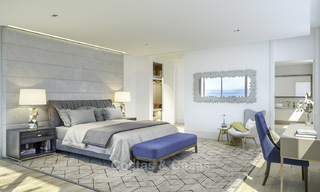 Nieuwe moderne luxe villa's met prachtig zeezicht te koop, direct aan de golfbaan in Oost Marbella. Instapklaar. 17405 