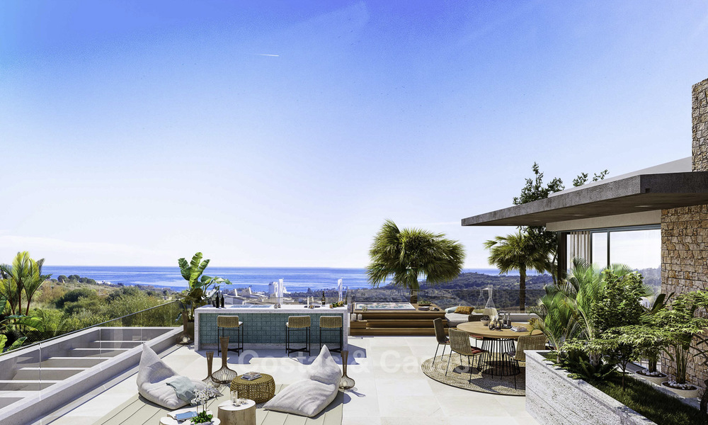 Aantrekkelijke nieuwe moderne luxe villa's met spectaculair zeezicht te koop, in een golfresort in Estepona 16699
