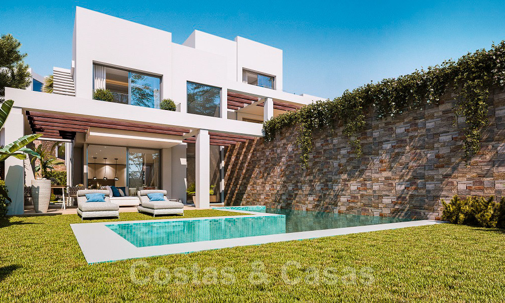 Gloednieuwe moderne half vrijstaande villa's met oogstrelend zeezicht te koop, Oost Marbella 20563