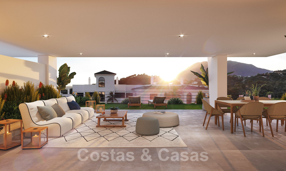 Elegante, nieuwe moderne appartementen met panoramisch berg- en zeezicht te koop in de heuvels van Estepona 27720
