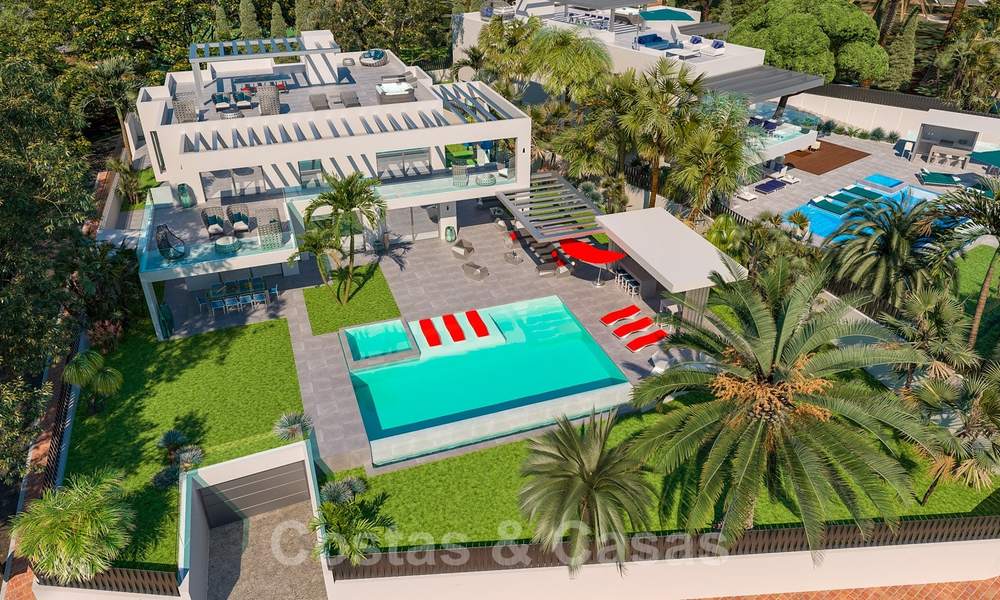 Exclusieve, hedendaagse villa te koop met panoramisch zeezicht, vlakbij het strand in Oost Marbella 24592