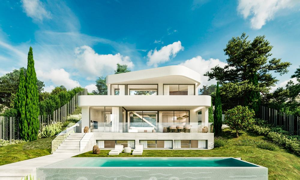 Bouwgrond + project te koop voor een eigentijdse nieuwe villa, eerstelijnsgolf in Estepona 26281