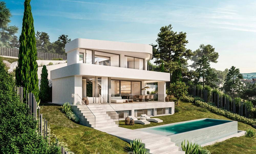 Bouwgrond + project te koop voor een eigentijdse nieuwe villa, eerstelijnsgolf in Estepona 26283