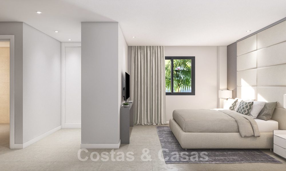 Nieuwe moderne appartementen met panoramisch berg- en zeezicht te koop in de heuvels van Estepona, dichtbij de stad 27730