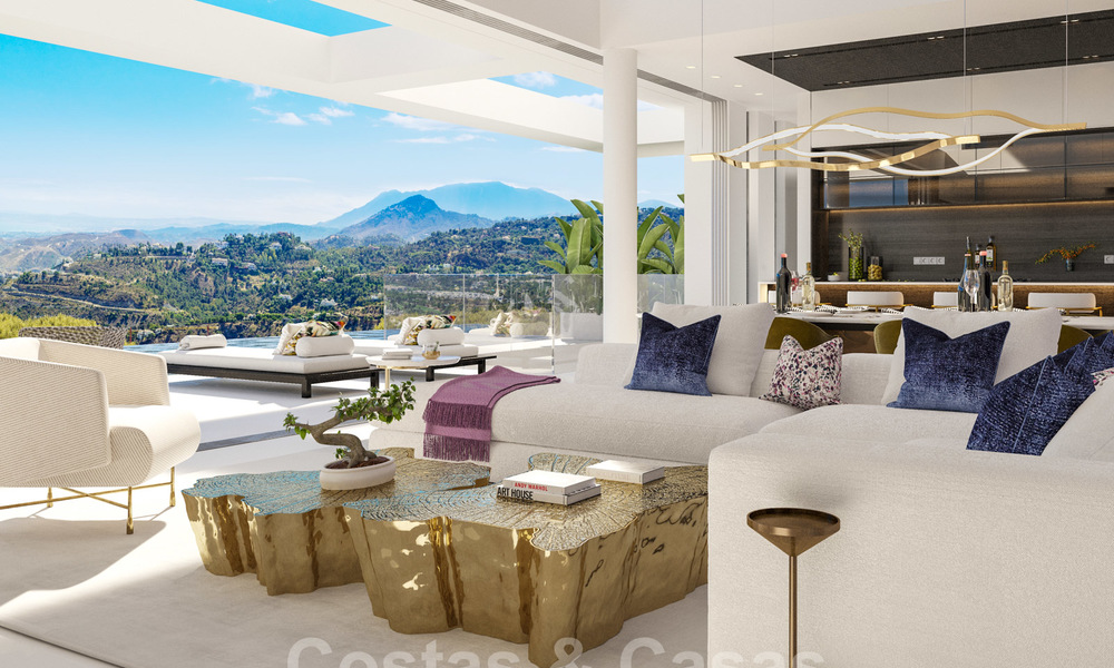 Nieuwe moderne luxevilla’s te koop met spectaculair uitzicht op de golf, het meer en de zee tot aan Afrika, in een gated golfresort in Benahavis - Marbella 27932