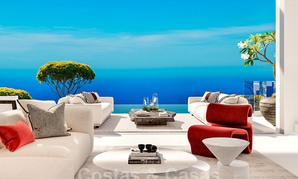 Nieuwe moderne luxevilla’s te koop met spectaculair uitzicht op de golf, het meer en de zee tot aan Afrika, in een gated golfresort in Benahavis - Marbella 27947