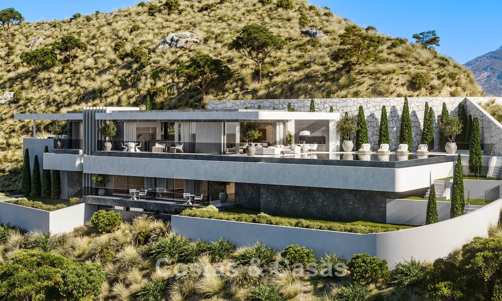 Nieuwe moderne luxevilla’s te koop met spectaculair uitzicht op de golf, het meer en de zee tot aan Afrika, in een gated golfresort in Benahavis - Marbella 779264