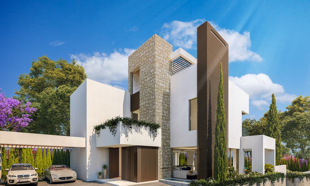 Moderne nieuwbouw villa´s te koop in Marbella centrum in een omheind en beveiligd exclusief villacomplex, op wandelafstand van alles 30087