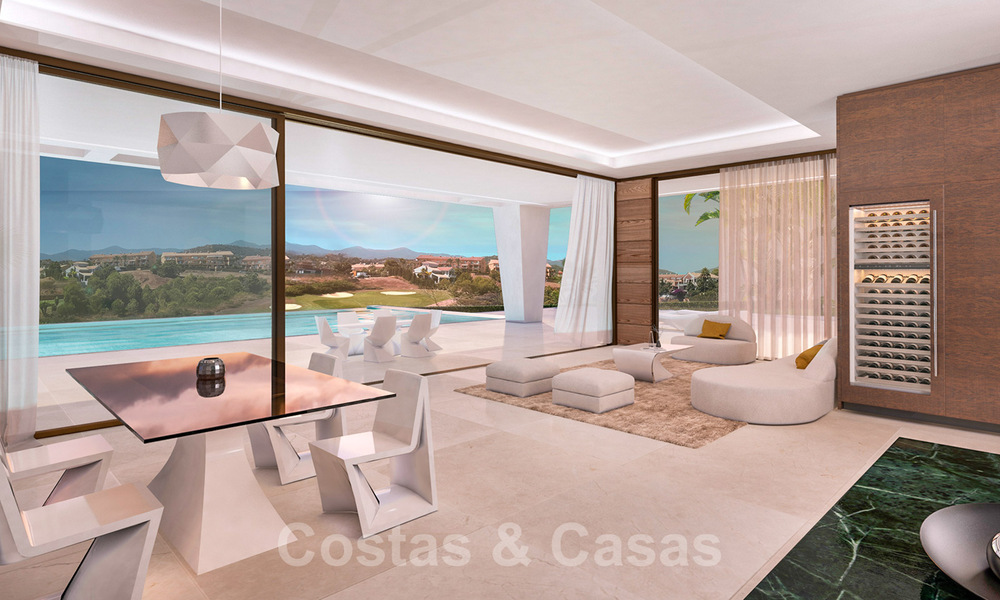 Moderne nieuwbouw villa te koop, direct aan de golfbaan met panoramisch golf-, berg- en zeezicht in Estepona 30873